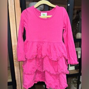 Shrimp & Grits long sleeve dress toddler girl barbie pink ruffle tiered stretchy